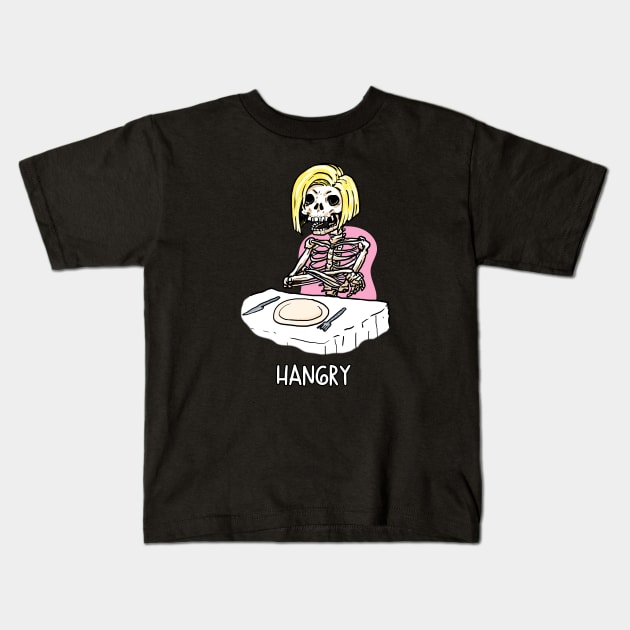 Hangry skeleton Kids T-Shirt by Moonwing